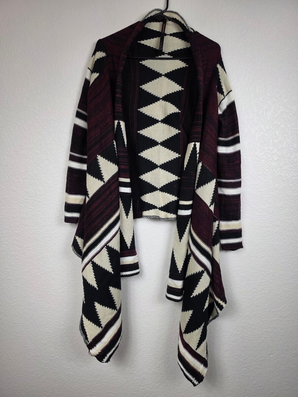 Renee C Geometric Pattern Open Front Cardigan S/M